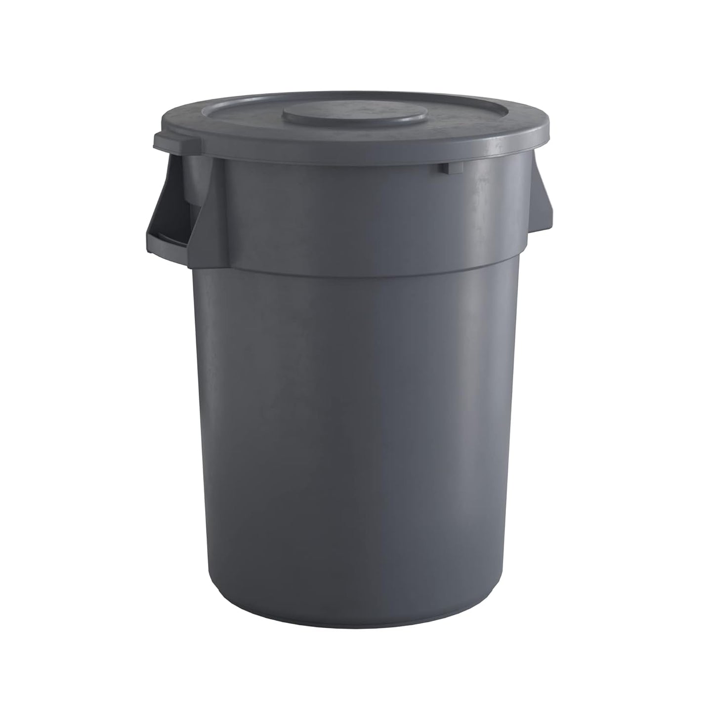 44 Gallon Gray Round Commercial Trash Can with Lid for Durability
