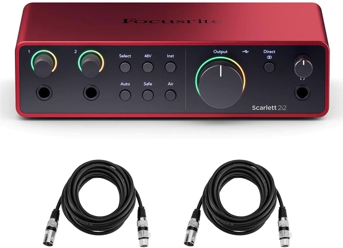 Scarlett 2i2 USB Audio Interface with XLR Cables for Musicians