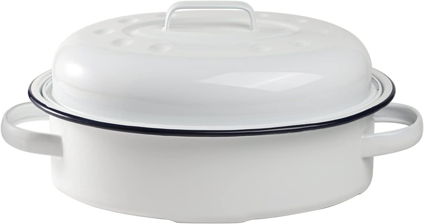 Webake Enameled Roasting Pan with Lid for Perfect Cooking
