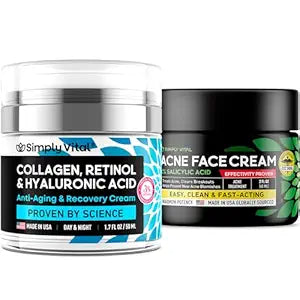SimplyVital Face Cream Bundle for Anti Aging and Acne Care