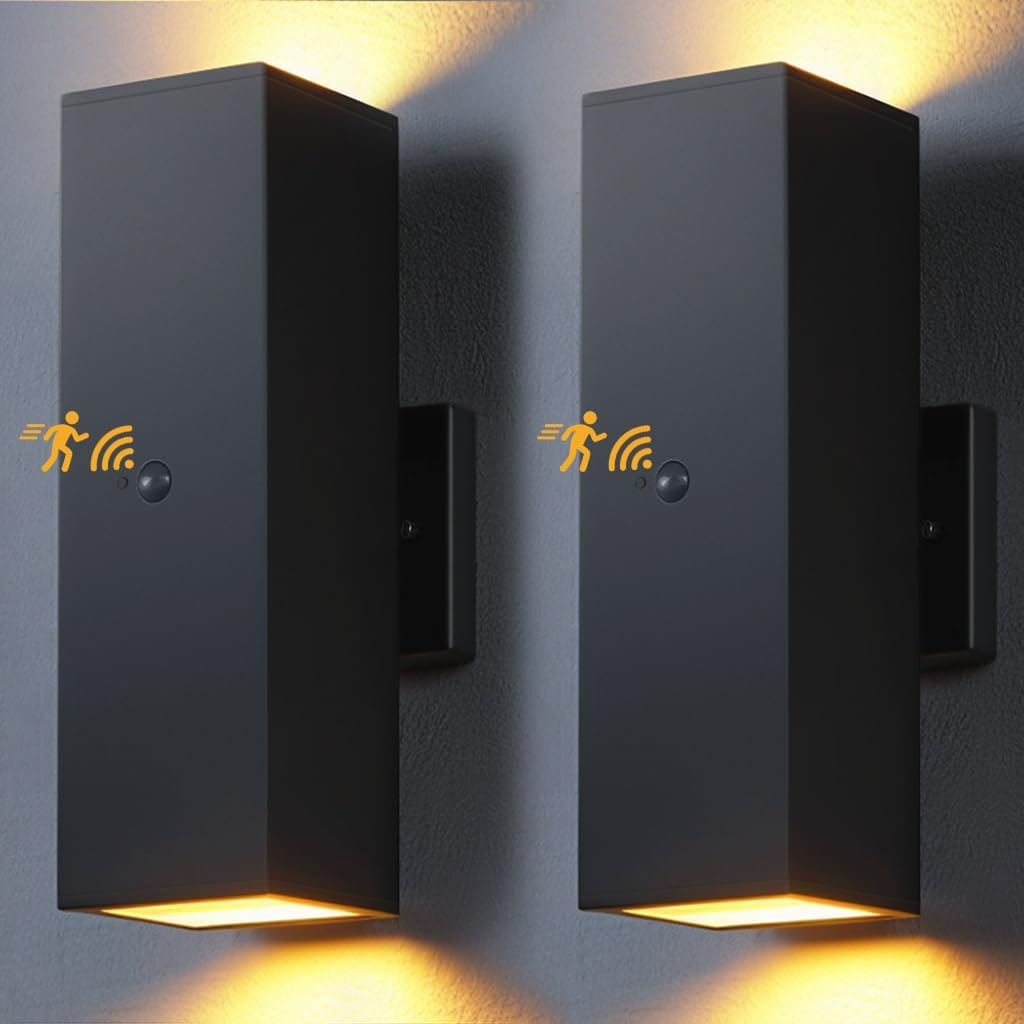 SHlMR Motion Sensor Porch Light 2 Pack for Outdoor Security