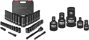 Eastvolt Mechanic Tool Kits: 46 Piece Socket Set & Impact Adapter