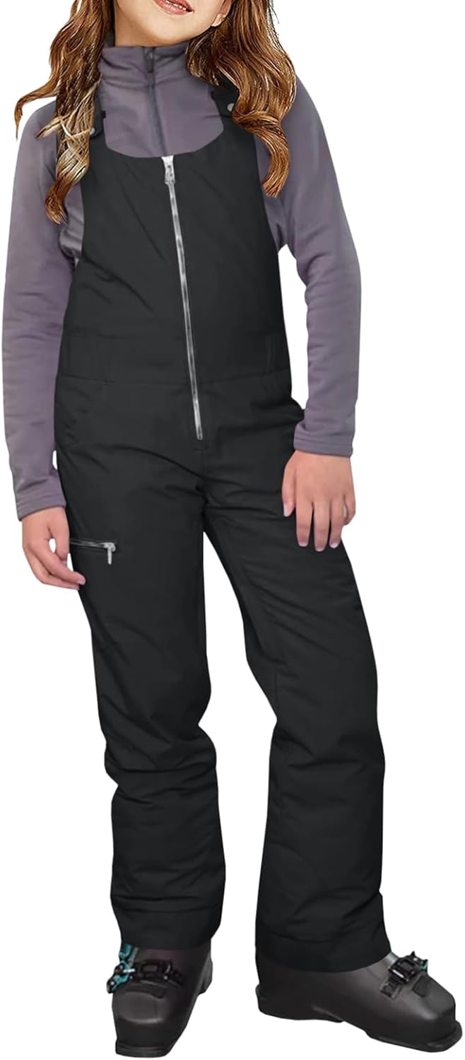 Haloumoning Kids Snow Bibs for Girls - Waterproof Insulated Pants