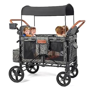 JOYMOR Quad Deluxe Stroller Wagon for 4 Kids with Canopy