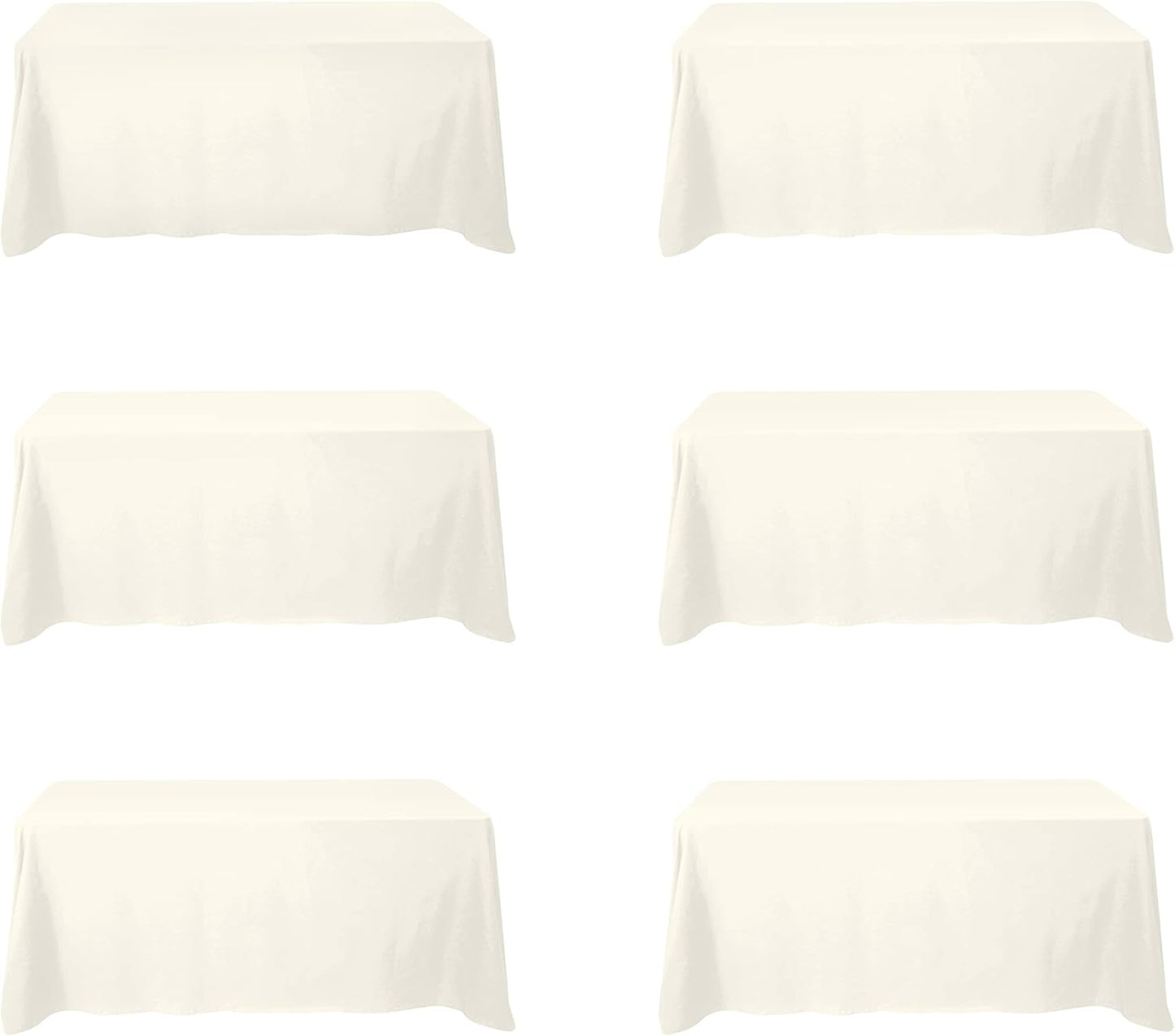 Ivory Tablecloths for 6 Foot Rectangle Tables - 6 Pack