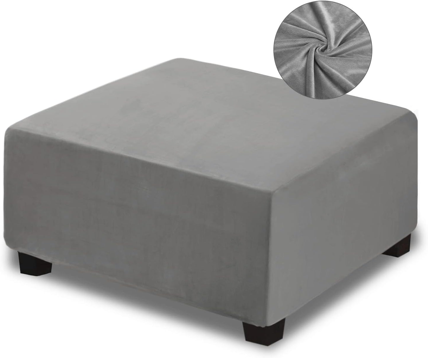 NeColorLife Square Ottoman Cover for Oversized Ottoman in Grey