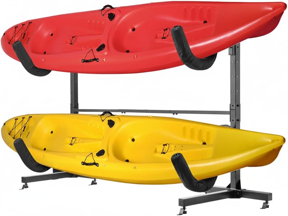 Freestanding Adjustable Kayak Storage Rack for 2 Kayaks or SUPs