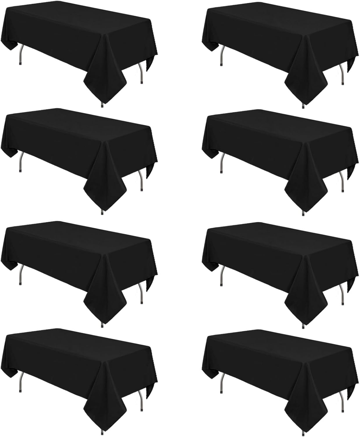 8 Packs Black Tablecloths for 4 Foot Rectangle Tables, 60x84 in