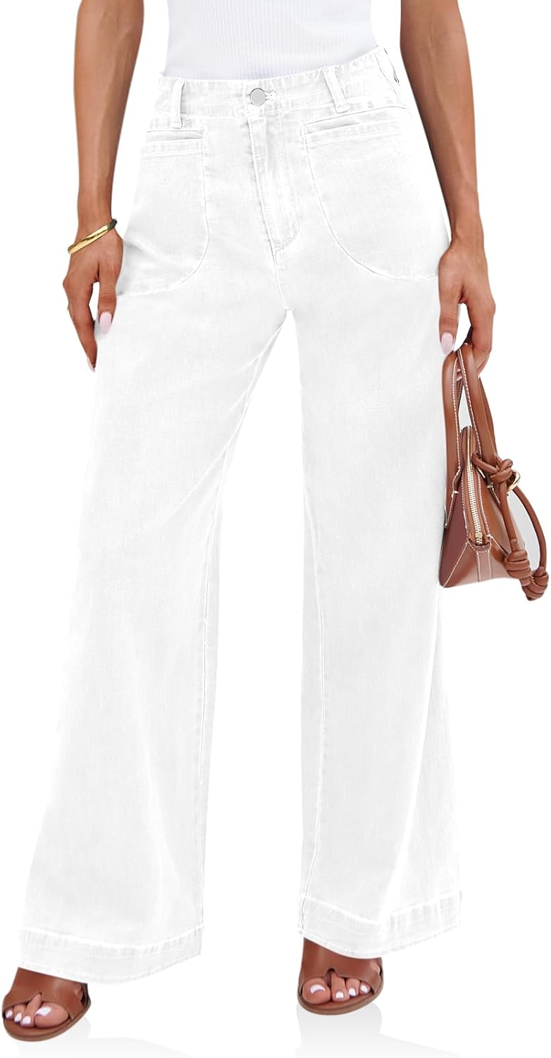 Cicy Bell Womens Wide Leg Jeans High Waisted Stretchy Baggy Fit
