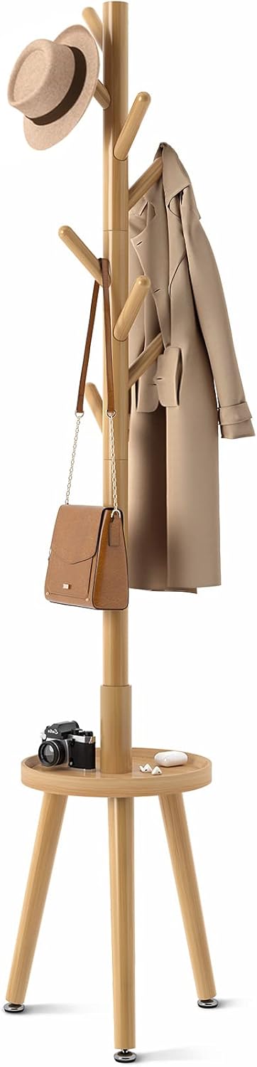 GREENSTELL Coat Rack with 8 Hooks and Shelf for Home