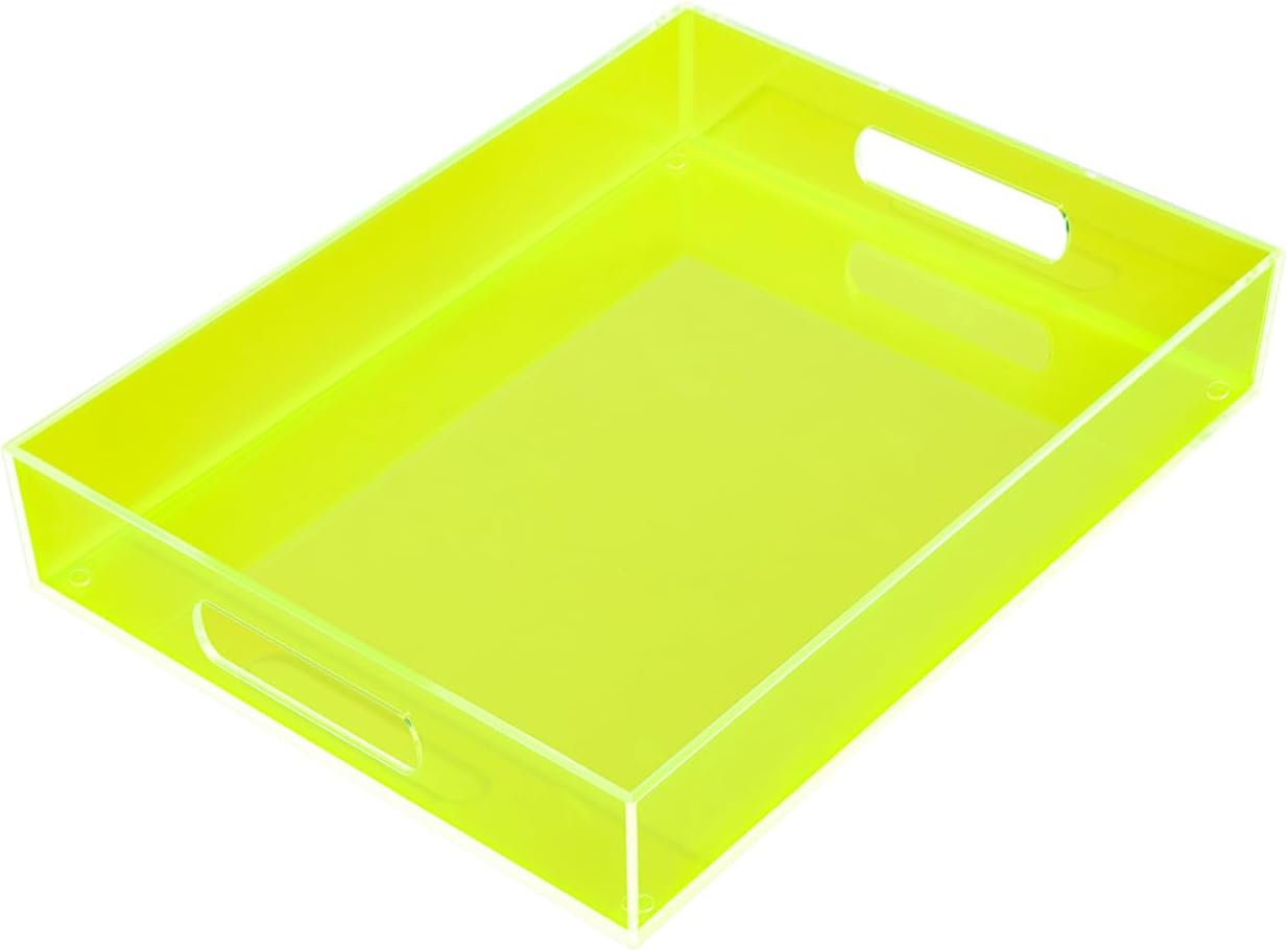 Large Acrylic Tray for Ottoman Coffee Table - Neon Green Decor