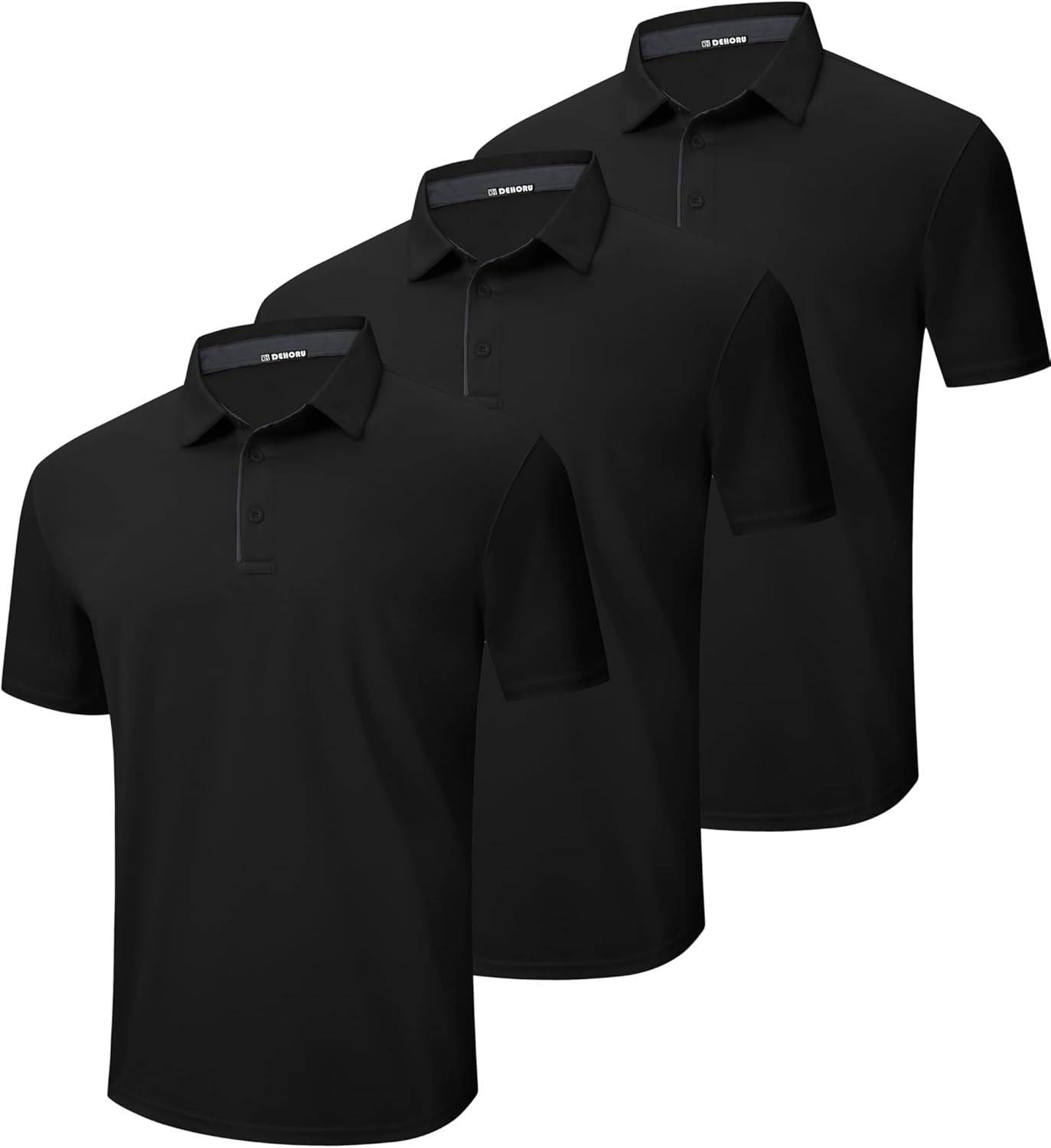Quick-Dry Short Sleeve Polo Shirts for Men - 3 Pack Athletic Tops