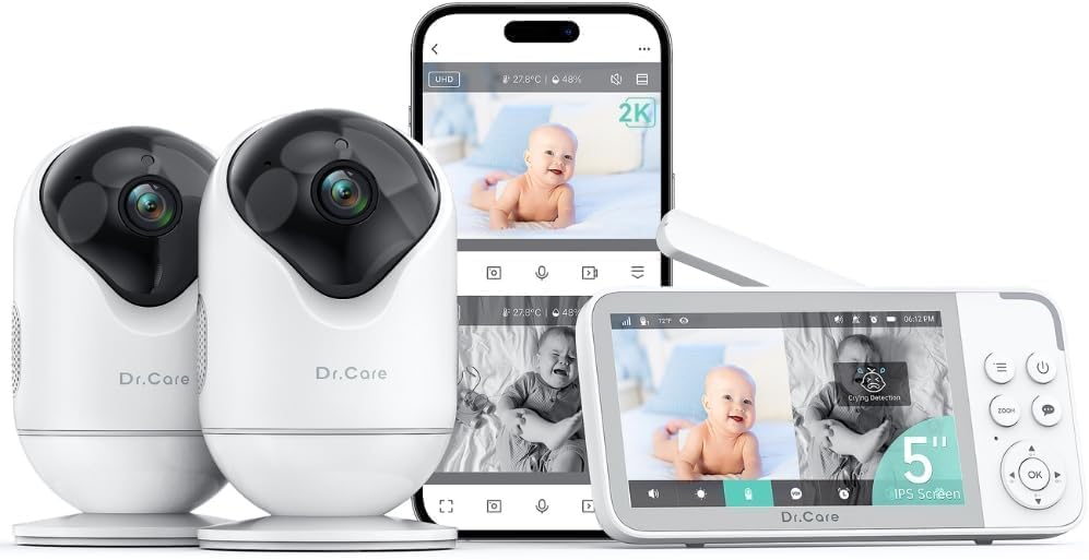 Dr.Care VistaView Smart WiFi Baby Monitor with 2 Cameras
