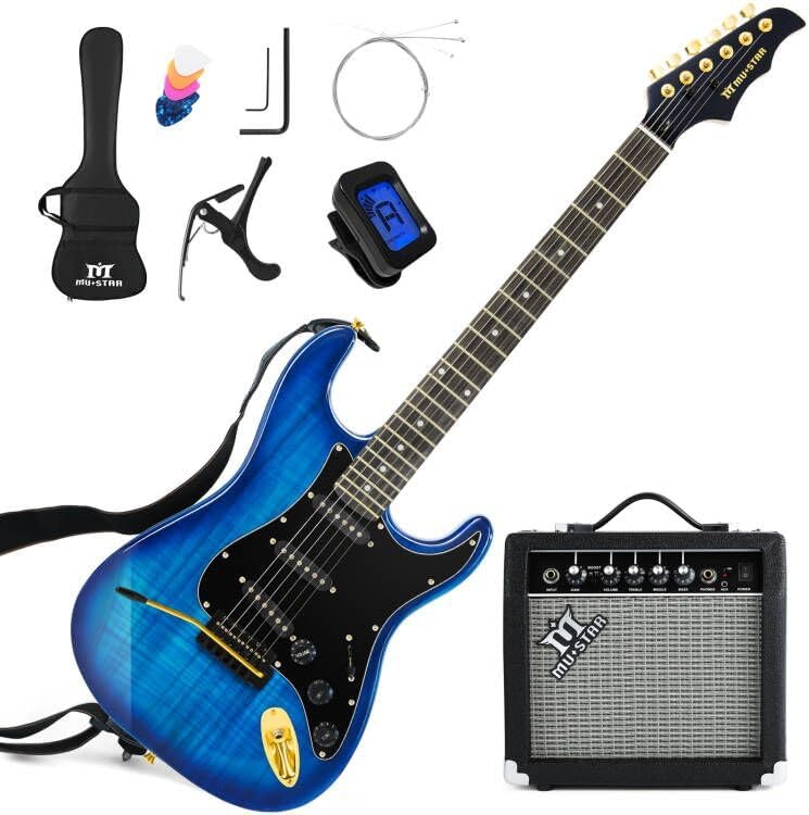 MUSTAR Electric Guitar Kit with 25W Amplifier for Beginners
