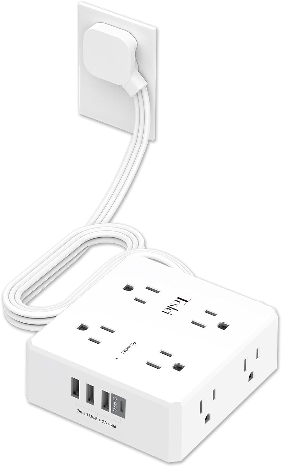Ultra-Thin Surge Protector w/ 8 AC Outlets & 4 USB Ports!