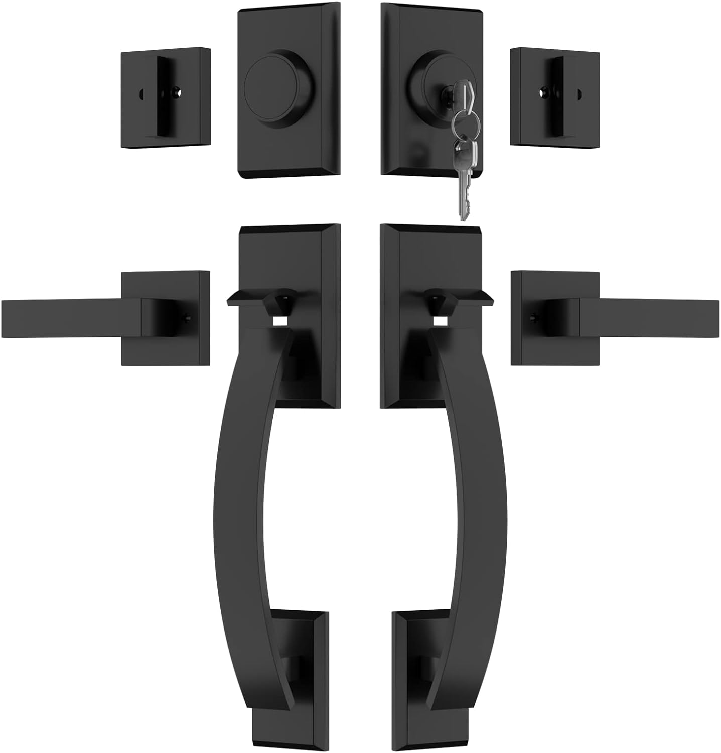 Haidms Matte Black Double Door Lock Set for Modern Homes