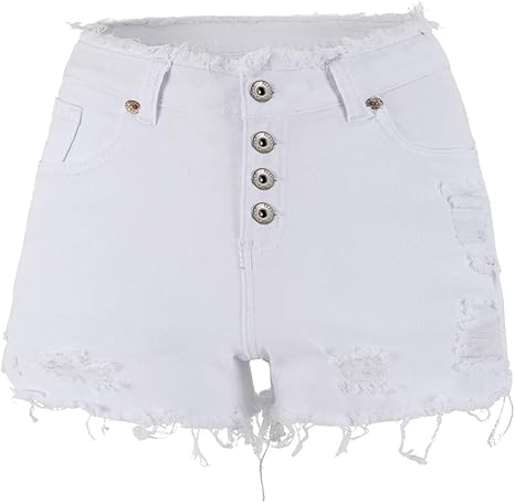 THUNDER STAR Ripped Jean Shorts for Women with Frayed Hem