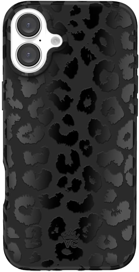 Black Leopard Cheetah Print Phone Case for iPhone 16 Plus