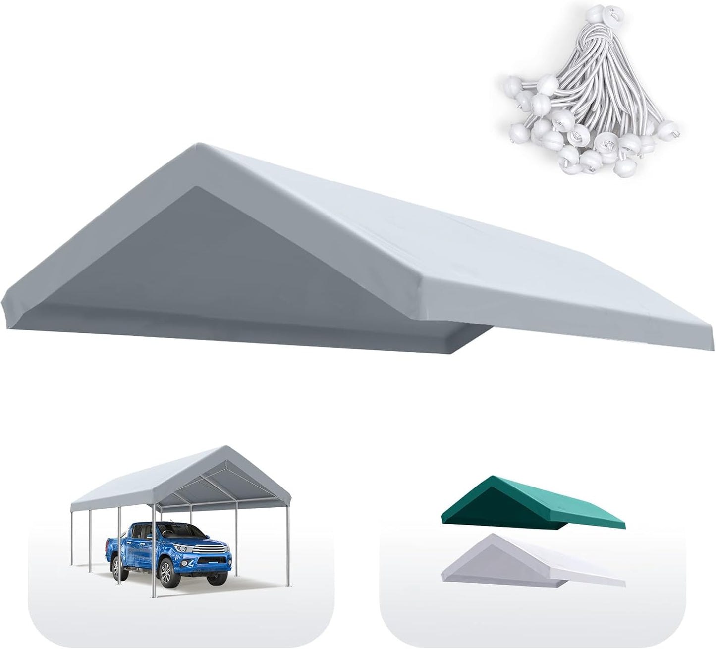 Quictent Carport Replacement Tarp Canopy Top Cover for 10x20 ft