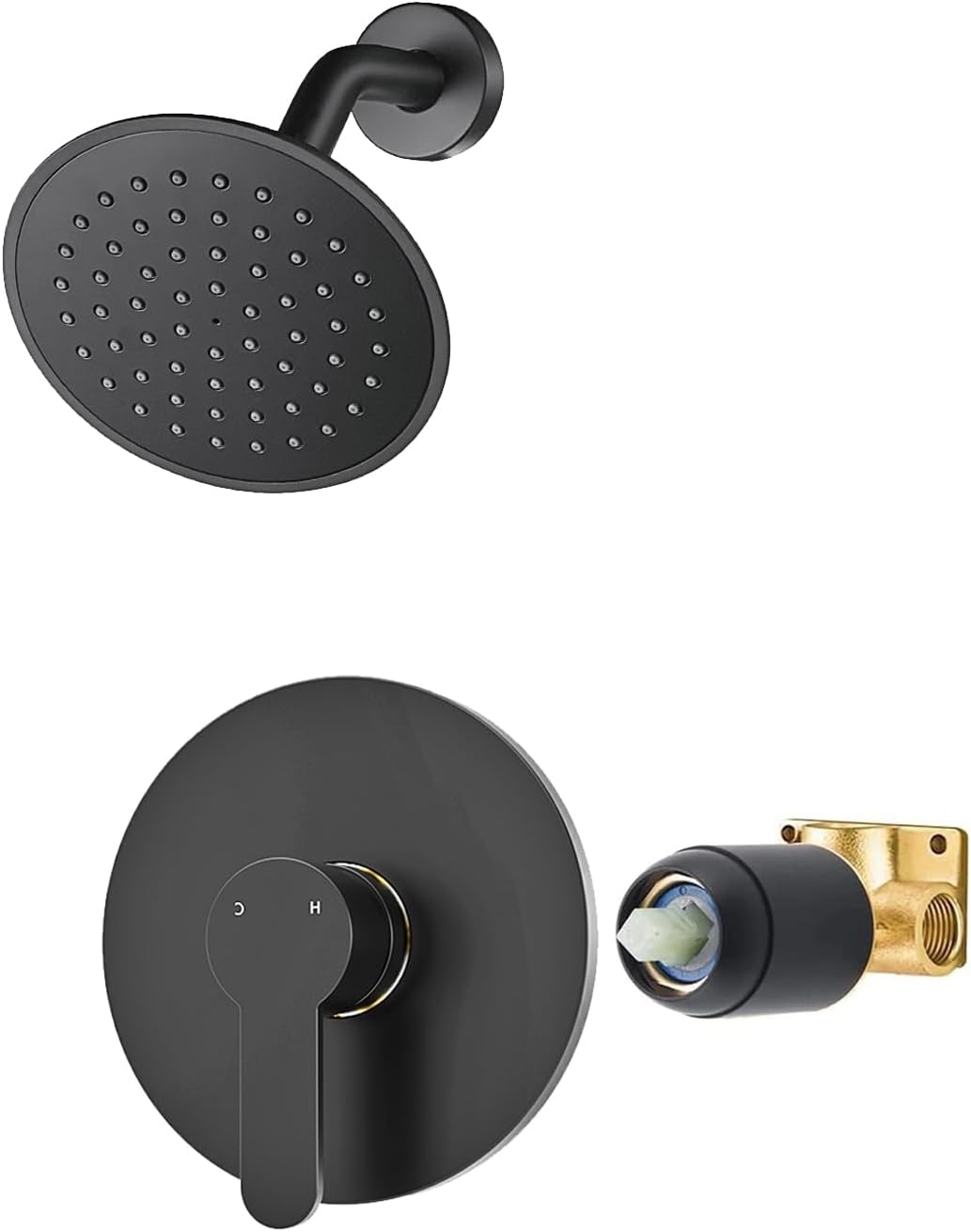 WRISIN Black Shower Faucet Set with 6 Inch Showerhead for Style