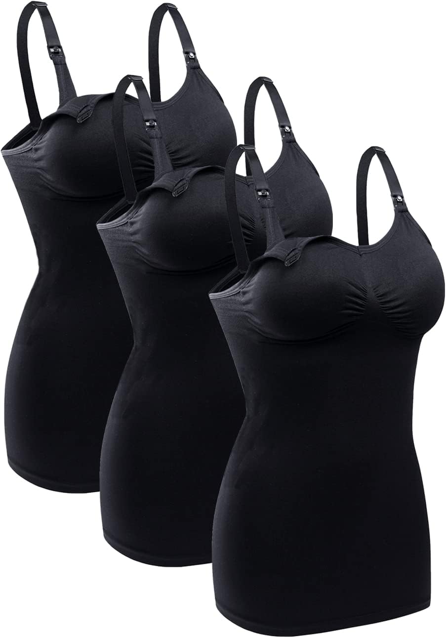 BRLIDO Womens Nursing Tank Tops with Built-In Bra for Comfort