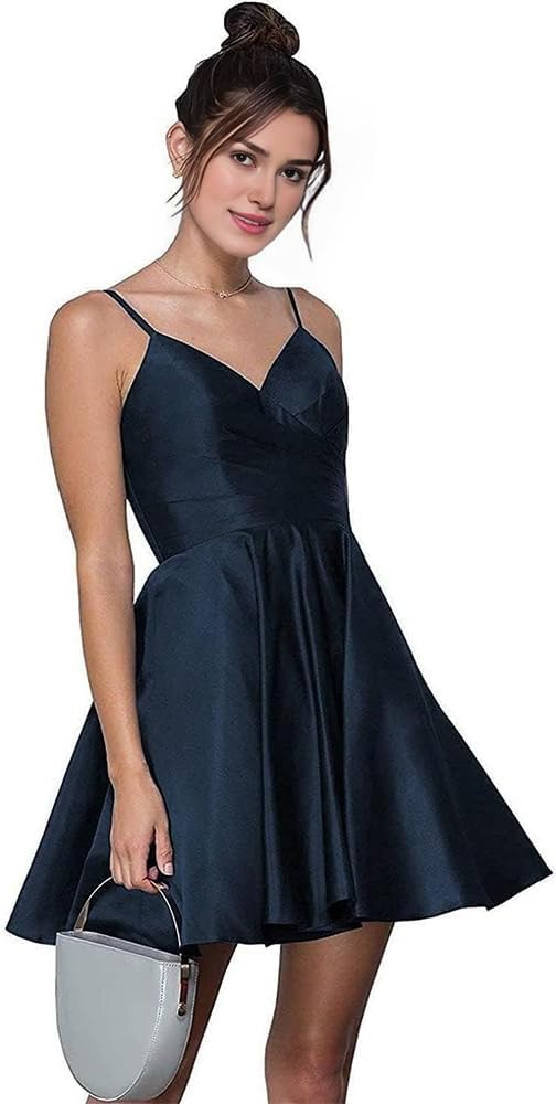 Short Homecoming Dresses Spaghetti Strap Satin for Women 2024
