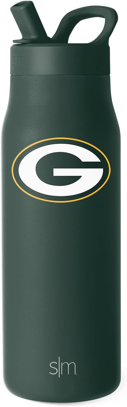 NFL Green Bay Packers Water Bottle with Straw Lid - Insulated