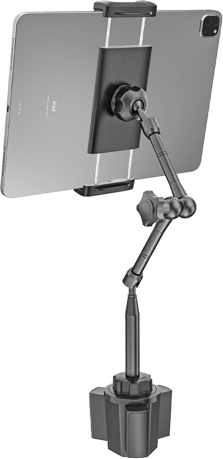 Heavy Duty Metal Cup Holder Tablet Mount for Safe Driving