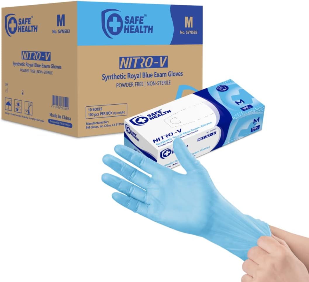 Safe Health NITRO-V Nitrile-Vinyl Synthetic Exam Gloves, 1000 Count