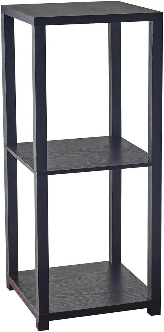 Lawrence Short Pedestal with Black Wood and PVC Veneer Design
