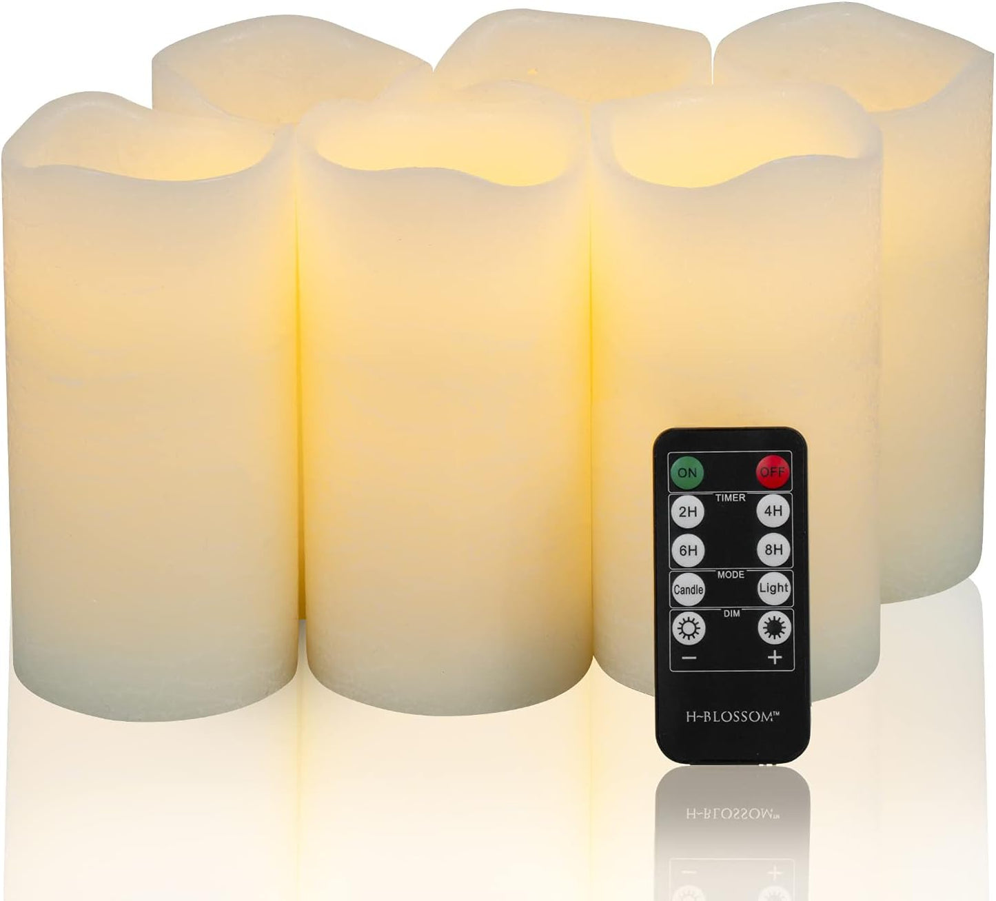 H-BLOSSOM Flameless Candles Set of 6 with Remote Control Timer