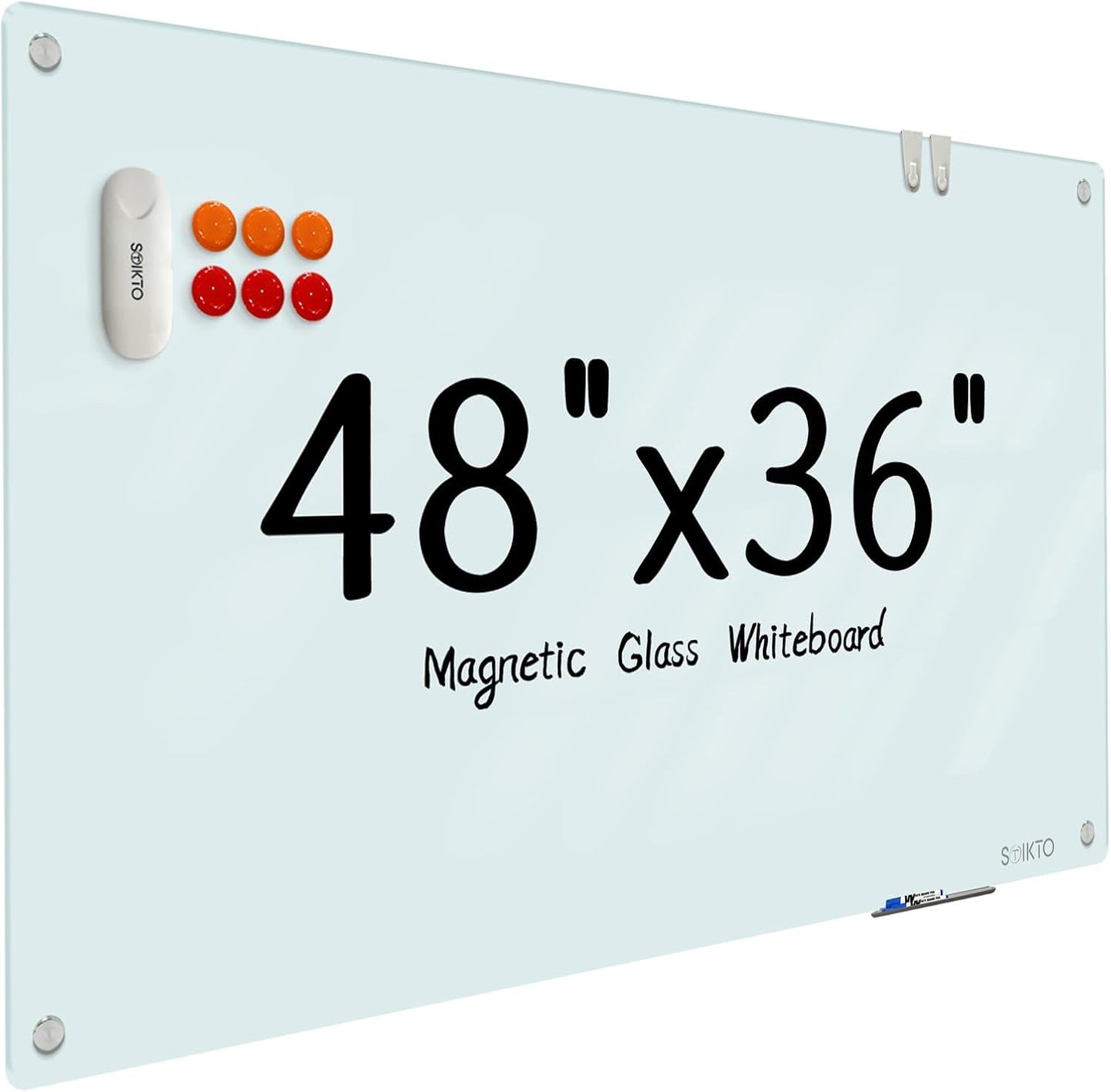 Glass Whiteboard 48in x 36in - Magnetic Dry Erase Board