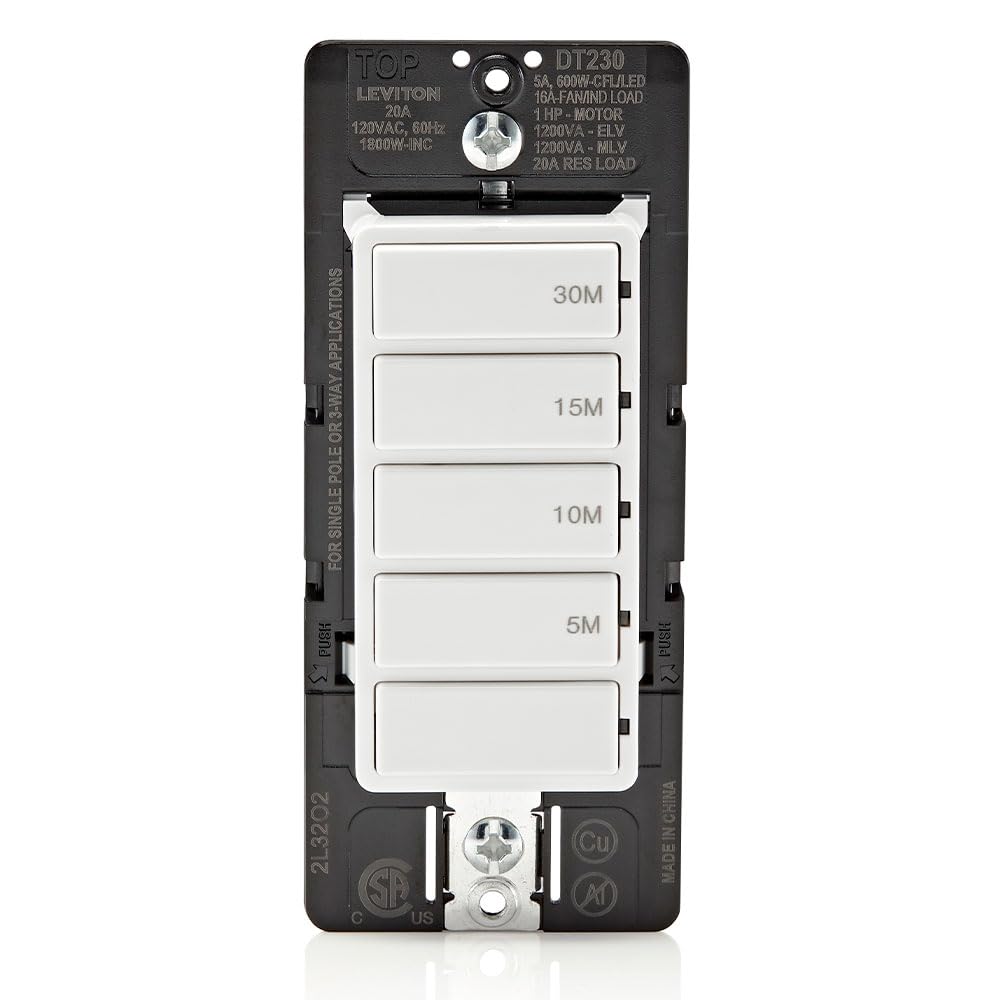 Leviton Countdown Switch for Bathroom Lights and Fans - 20A