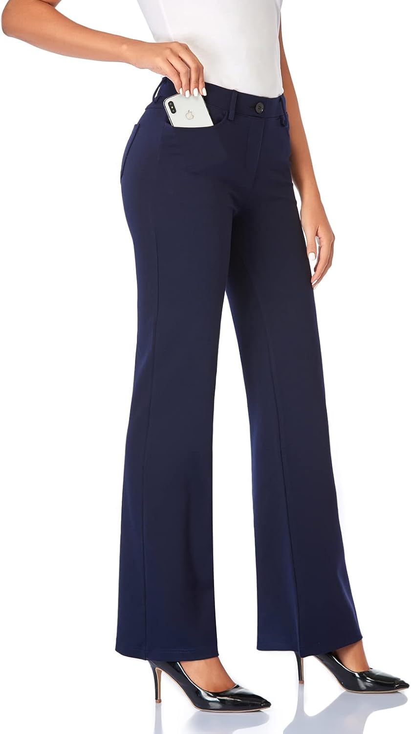 Stretchy Bootcut Dress Pants for Women with Pockets and Comfort