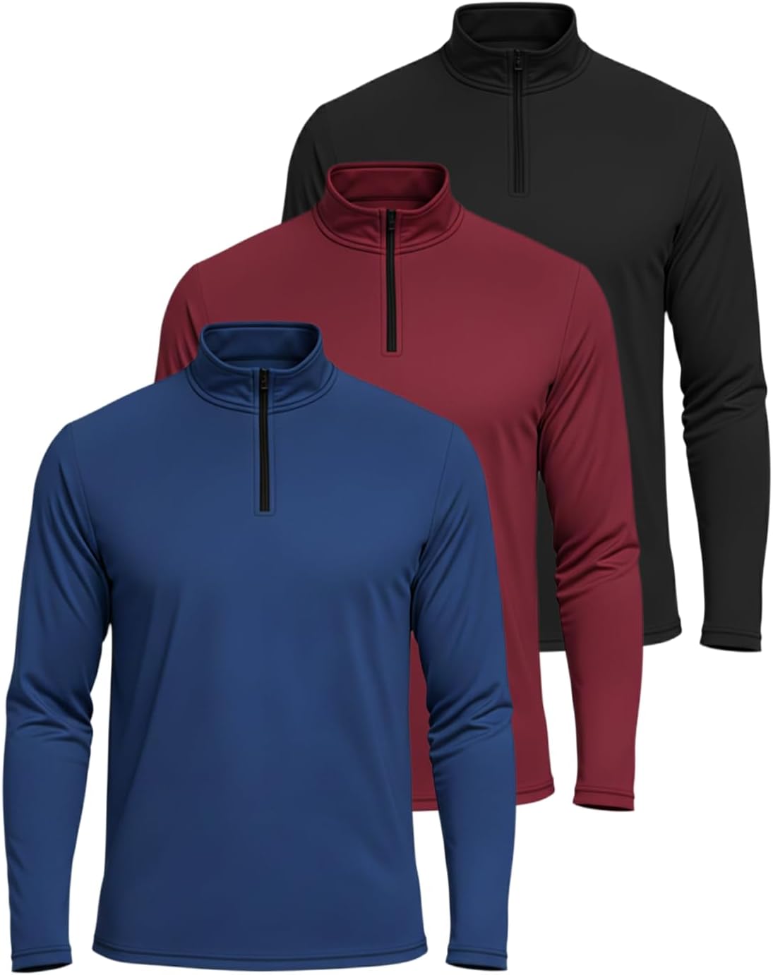Real Essentials Men's Dry-Fit Active Quarter Zip Pullover 3-Pack