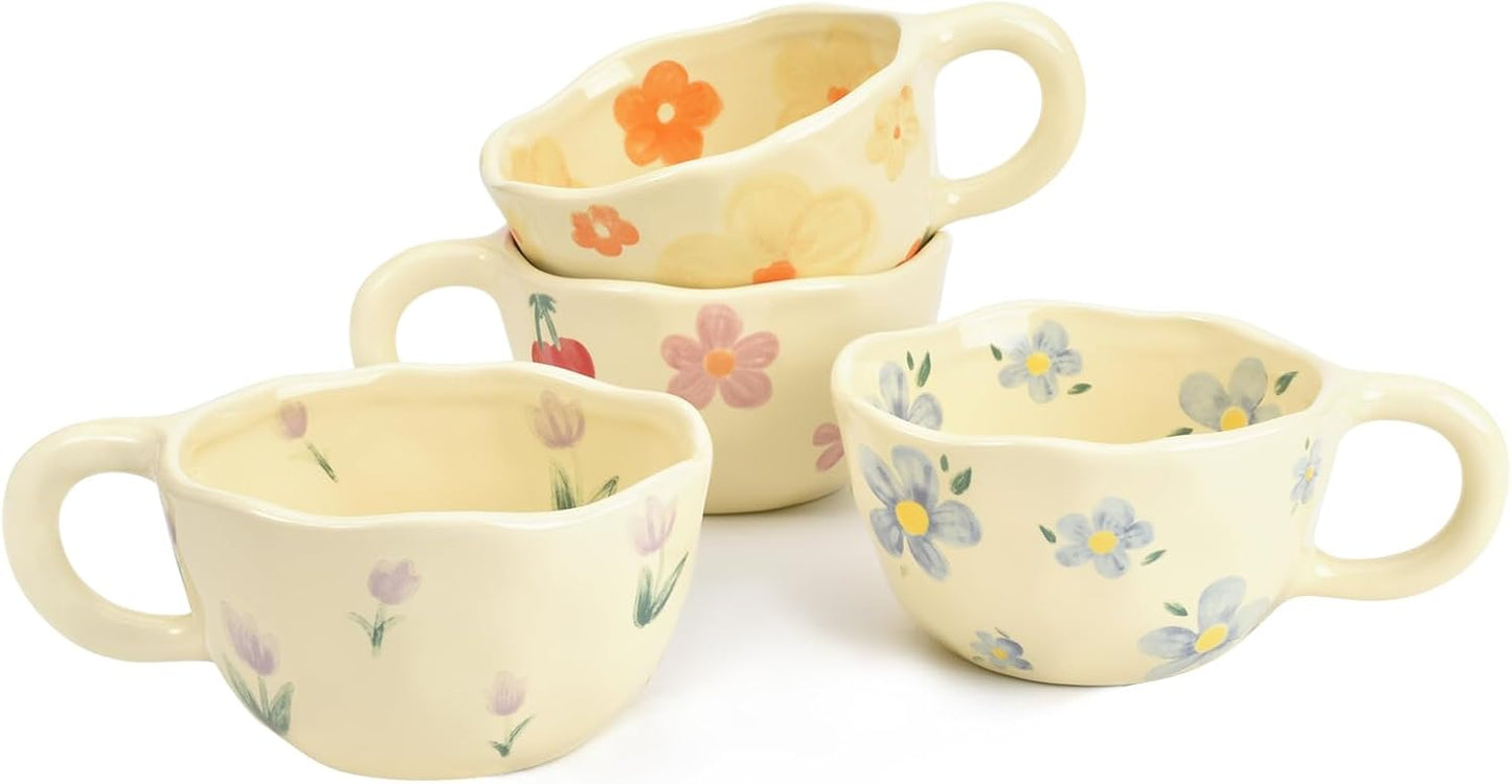 Koythin 4-Piece Ceramic Coffee Mugs for Home and Office Use