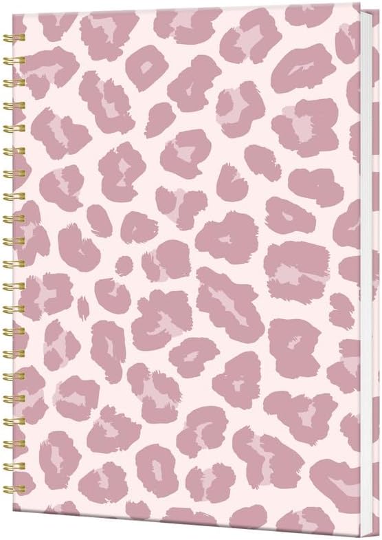 Premium B5 Spiral Journal, College Ruled -Light Pink Leopard