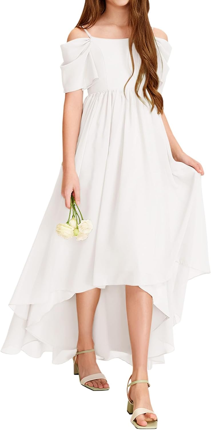 Haloumoning Girls Cold Shoulder Dress for Special Occasions