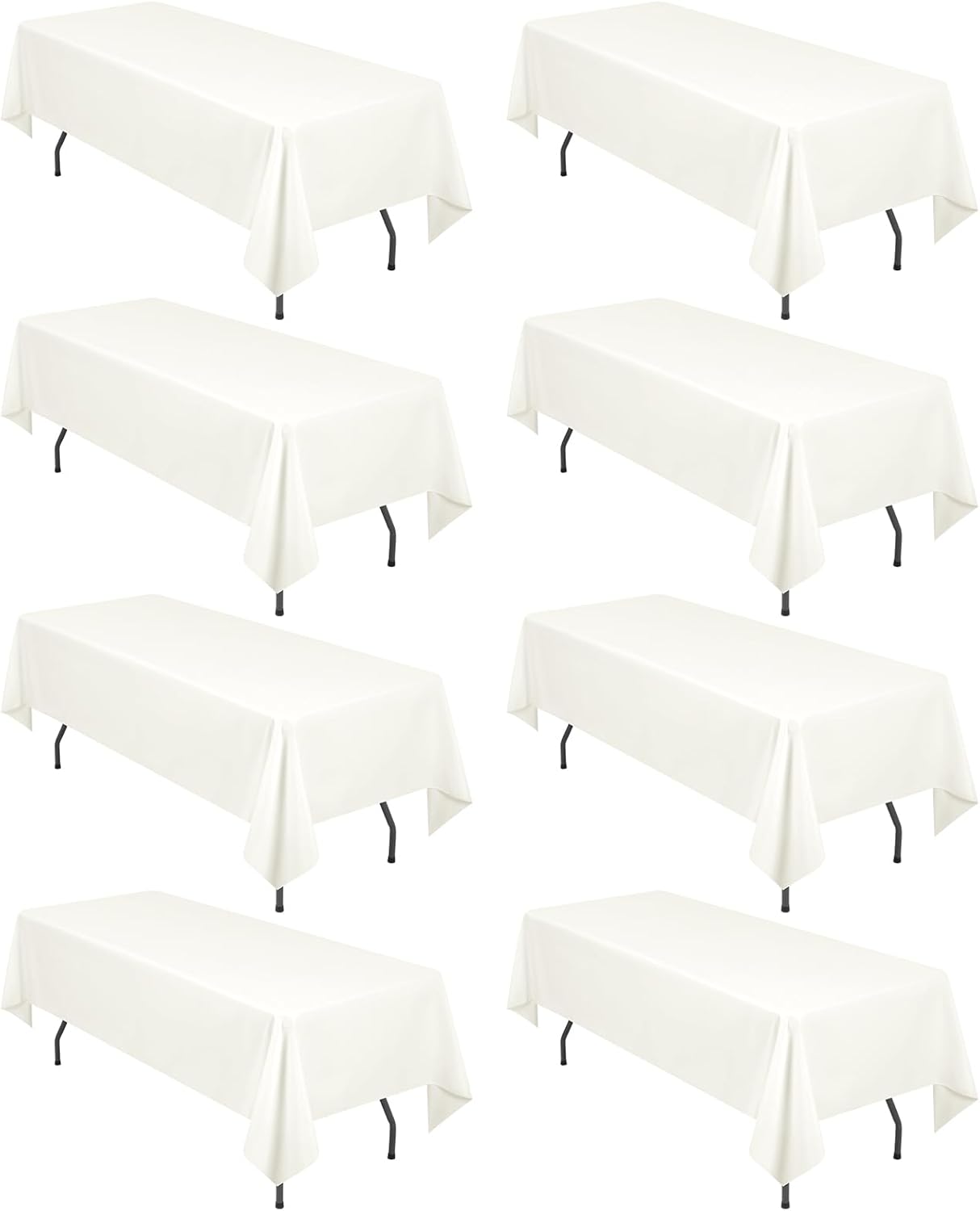 8 Pack Ivory Tablecloths for 8 Ft Tables - Elegant & Durable