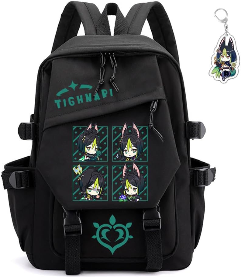 Genshin Impact Backpack Unisex Kawaii Rucksack with Keychain