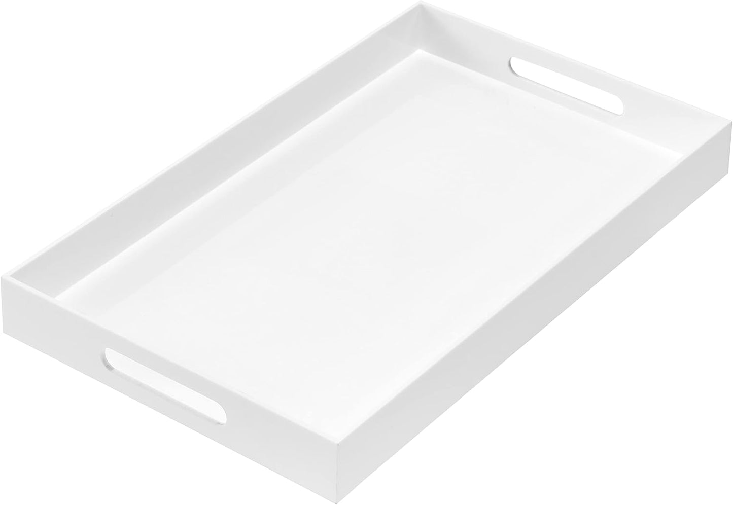 Glossy White Sturdy Acrylic Serving Tray for Multi-Purpose Use