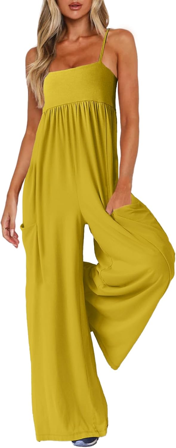Stylish Women's Jumpsuits with Spaghetti Straps and Pockets