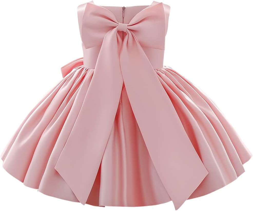IDOPIP Flower Girl Bowknot Tutu Dress for Kids Birthday Parties