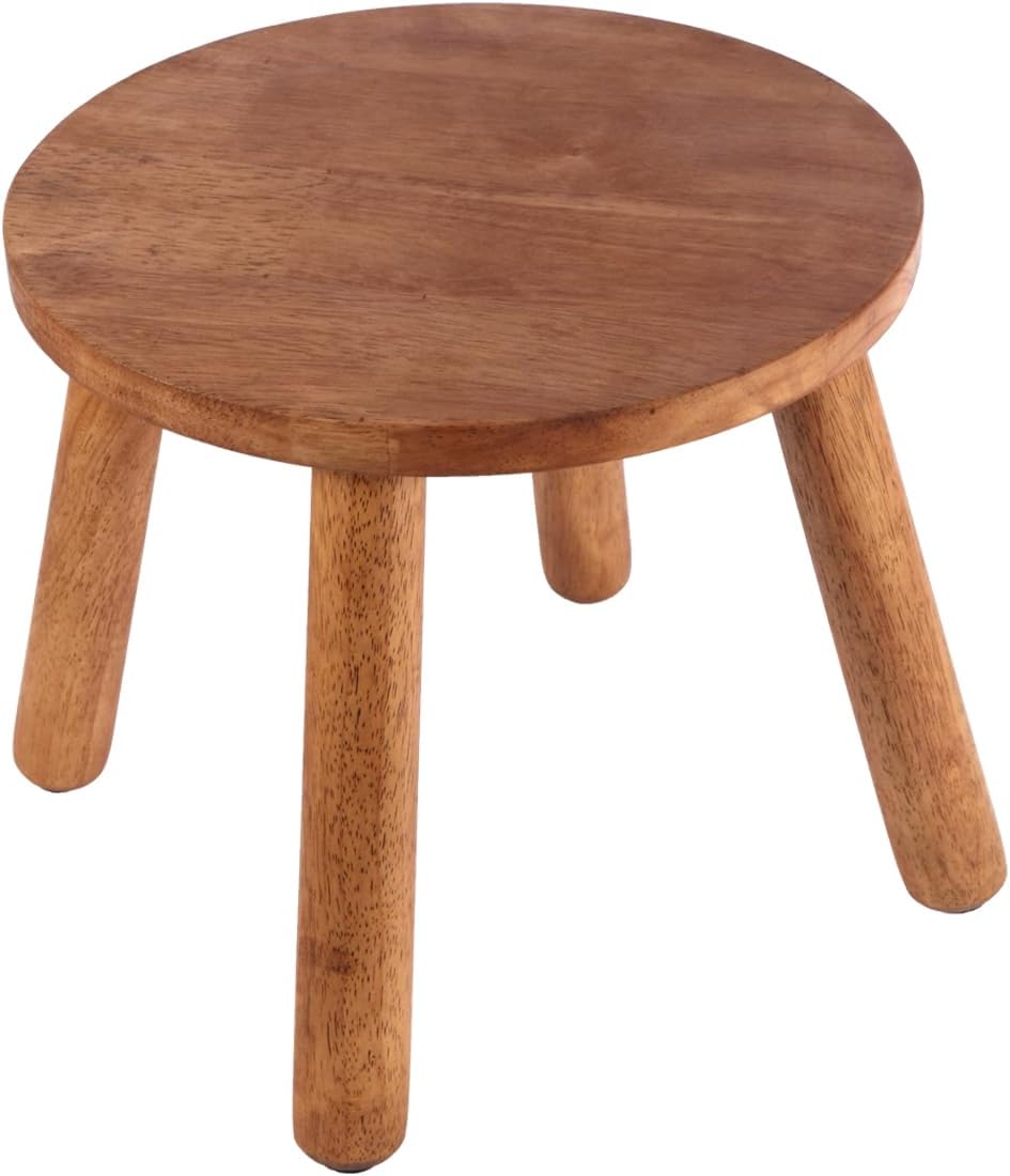 Round Solid Wooden Step Stool for Multi-Purpose Use at Home