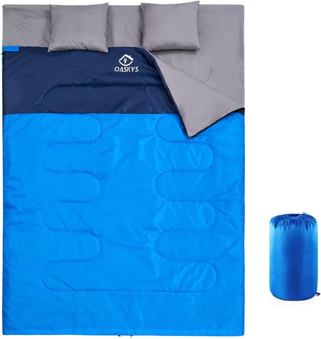 Oaskys Double Sleeping Bag for Adults - Waterproof XL Queen Size