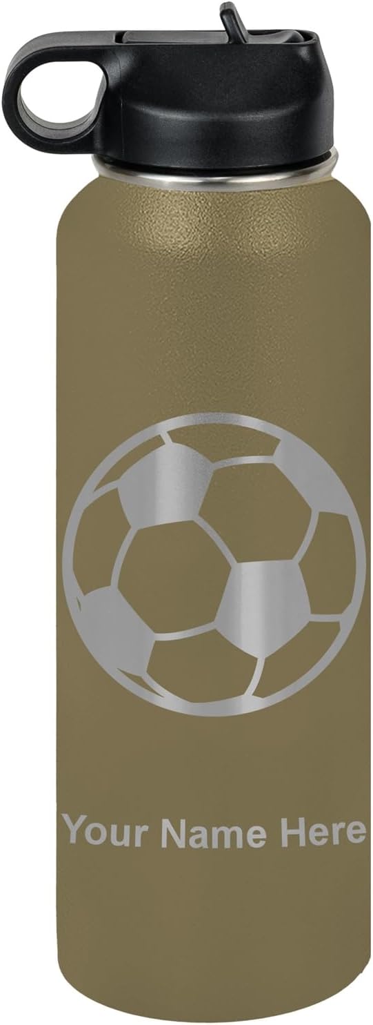 Personalized Water Bottle for Soccer Lovers - 40oz Camo Green