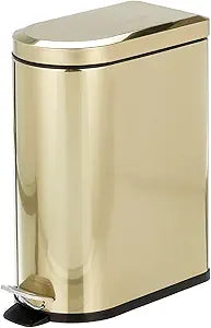 mDesign Small 2.6 Gallon Stainless Steel Step Trash Can for Home