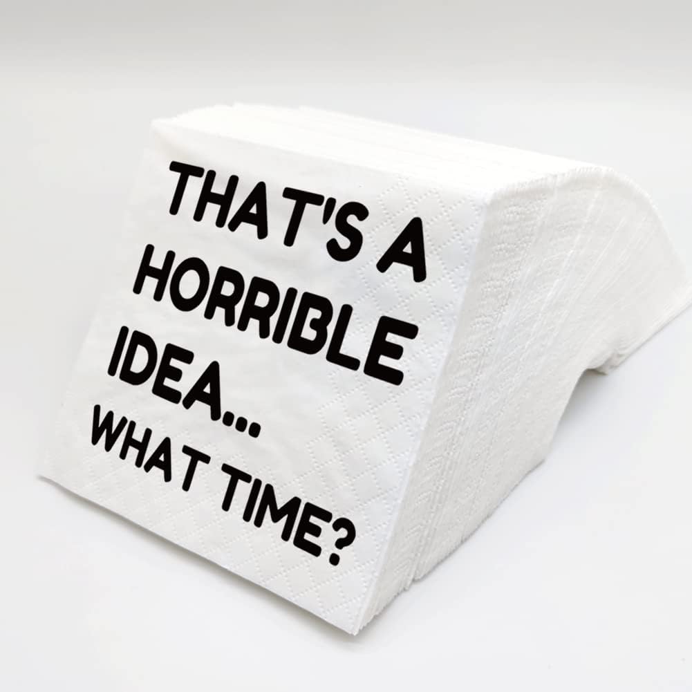 100 Pack Funny Humor Cocktail Napkins by SharkBliss