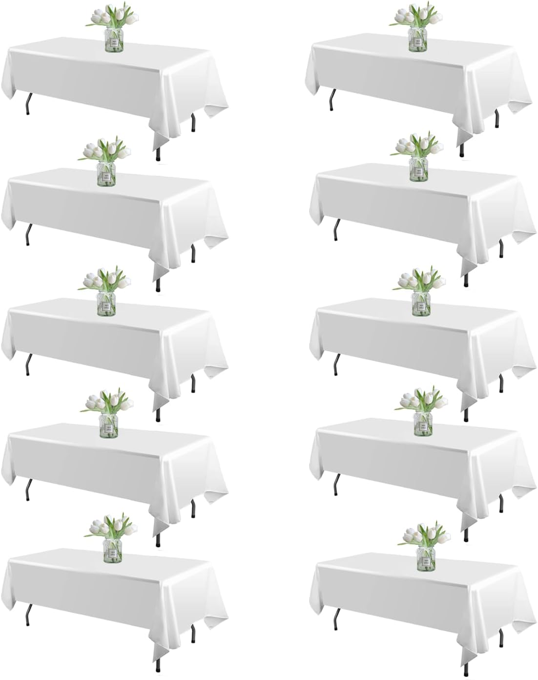 WIGENIUS 10 Pack White Table Cloths for 6 Foot Tables