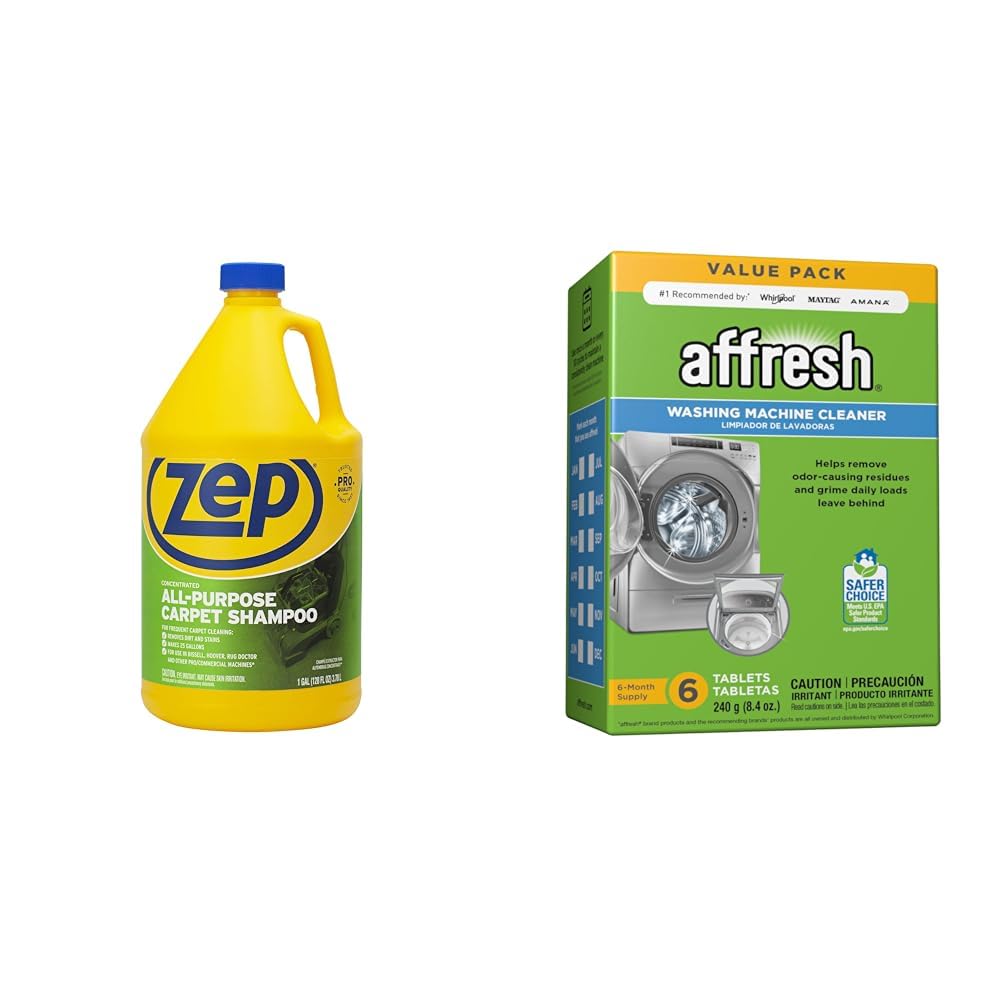 Zep Carpet Shampoo 1 Gallon + Affresh Washing Machine Cleaner